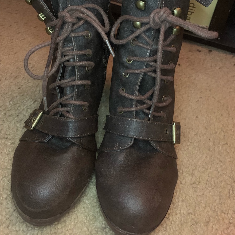 High heel combat boots